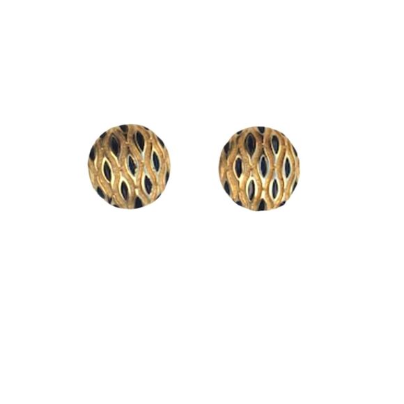Vintage Black & Gold Lattice Print Post Earrings - Picture 3 of 3